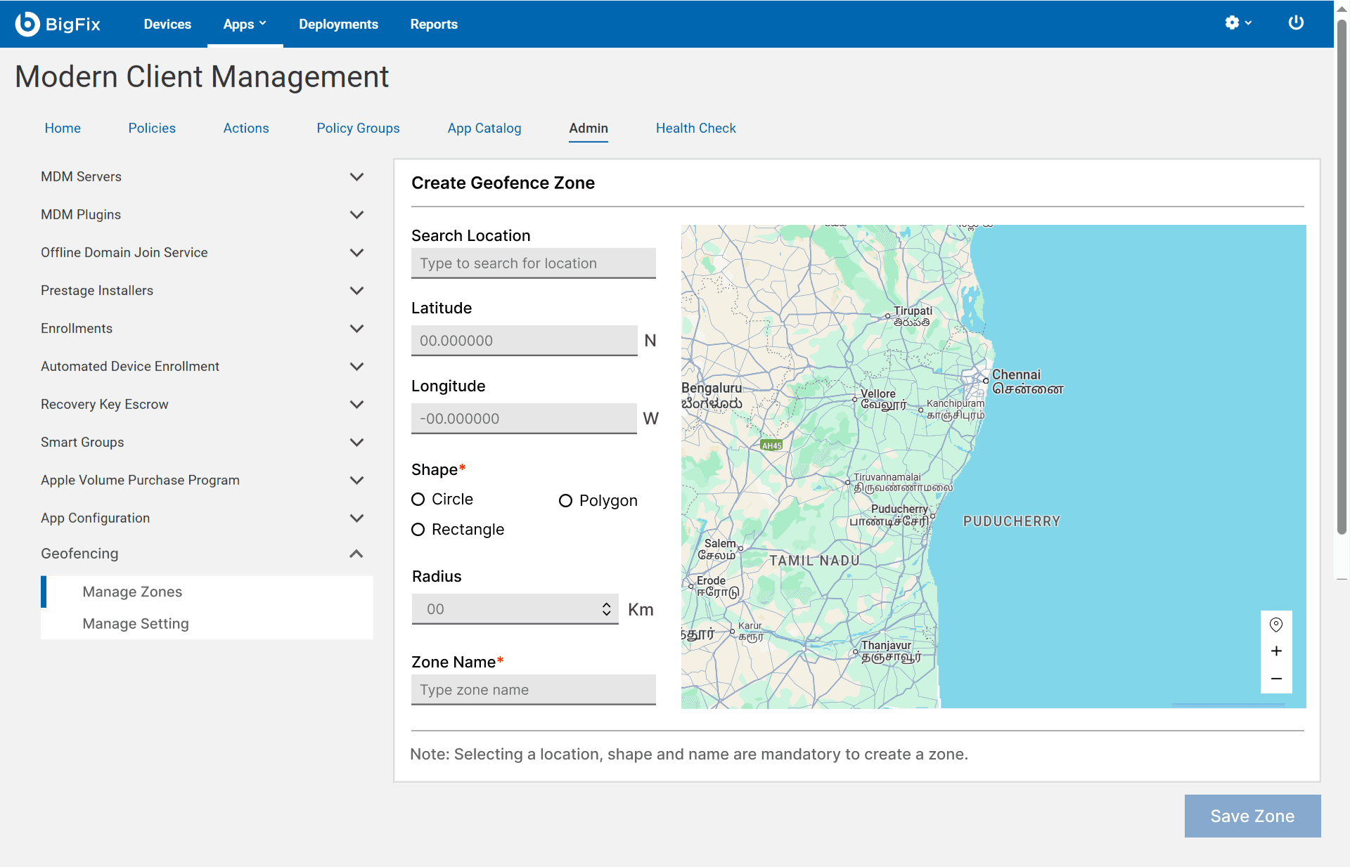 A layout ideation for the geofence screen, arranging the map and input fields together.