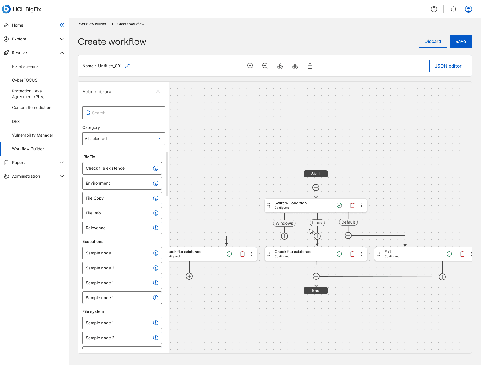 The workflow after deletion, with the duplicated node gone and the flow reconnected around the gap.